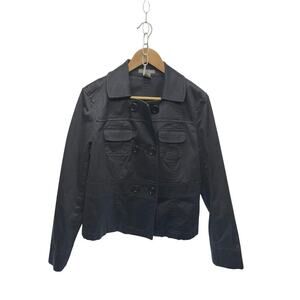 Ann Taylor Women’s Navy Double Breasted Jacket Medium Cotton Stretch